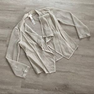 Chico’s Ivory Fishnet Net Open Cardigan 0 S/4